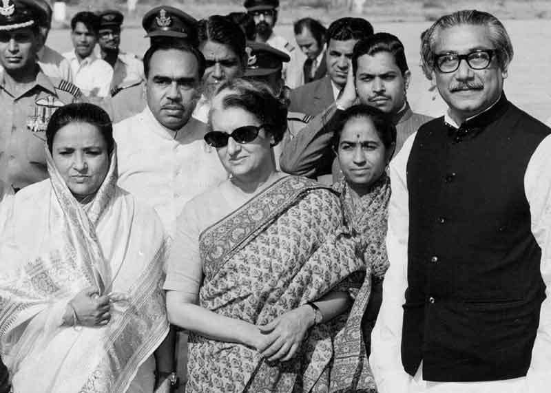 BANGABANDHU Sheikh Mujibur Rahman with Indian Prime Minister Indira Gandhi and Begum Mujib.